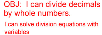 Preview of Division of Decimals