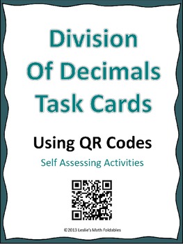 Preview of Division of Decimals TASK Cards Using QR Codes