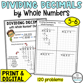 Preview of Division of Decimals by Whole Numbers Worksheets