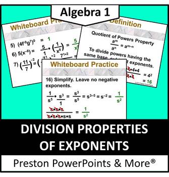 Preview of Division Properties of Exponents in a PowerPoint Presentation