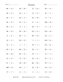 Division of Whole Numbers Practice Sheets