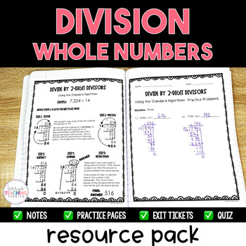 Preview of Division of Whole Numbers Resource Pack - Printable
