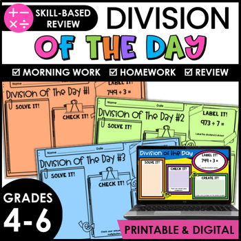 Preview of Division of the Day for Upper Grades with Digital Version