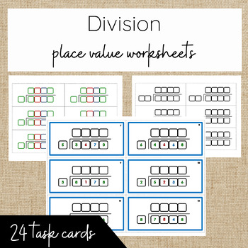 Preview of Division - task/control cards- colour coded worksheets