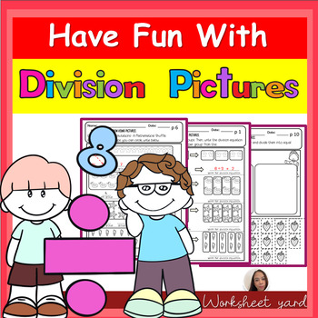 Preview of Division using pictures | Division equal groups | Cut and Past Divided