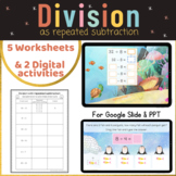 Division using repeated subtraction worksheet Google slide