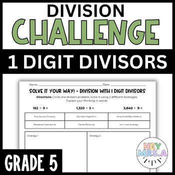 Preview of Division with 1 Digit Divisors Challenge | Solve It Your Way! | 5th Grade | CGI