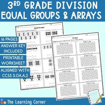 Preview of Division with Arrays and Equal Groups Worksheet