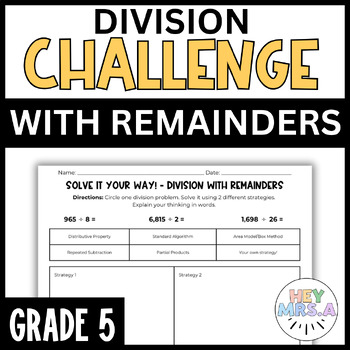 Preview of Division with Remainders Challenge | Solve It Your Way! | 5th Grade | CGI
