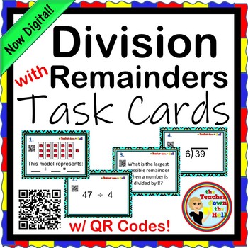 Preview of Division with Remainders Task Cards NOW Digital!