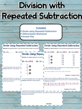 division with repeated subtraction teaching resources tpt