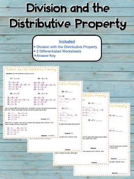 Preview of Division with the Distributive Property Worksheet