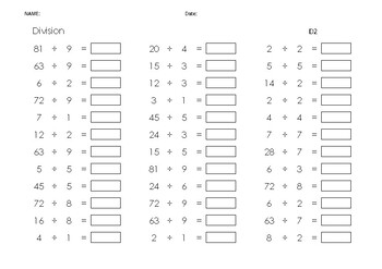 division without a remainder worksheet 2 digits by 1 digit