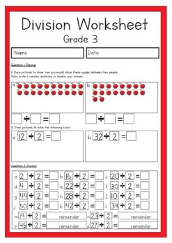 division worksheet sharing with remainders by yolandi meij tpt