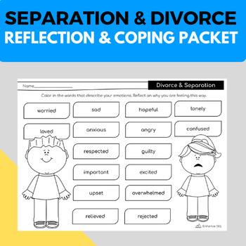 Preview of Divorce and/or Family Separation Coping Packet {Social Emotional Learning}