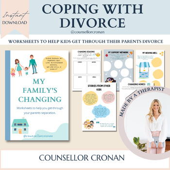 Preview of Divorce worksheets for kids, divorce worksheets, parent separation, separation