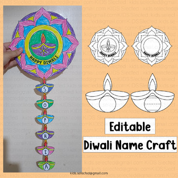 Preview of Diwali Activities Name Craft Writing Diya Rangoli Bulletin Board Kindergarten