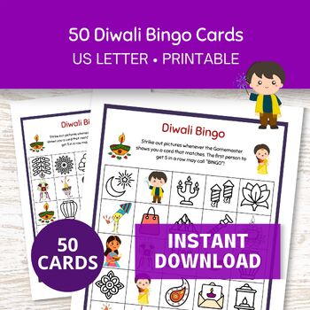 Diwali Bingo Game, 50 Printable Bingo Cards, Educational Games for ...