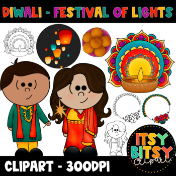 Preview of Diwali Clipart Festival of Lights Itsy Bitsy Clipart