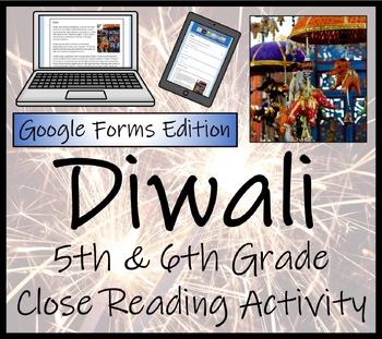 Preview of Diwali Close Reading Activity Digital & Print | 5th Grade & 6th Grade