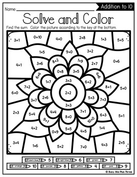 Diwali Color by Code Addition and Subtraction to 10 | Color by Number