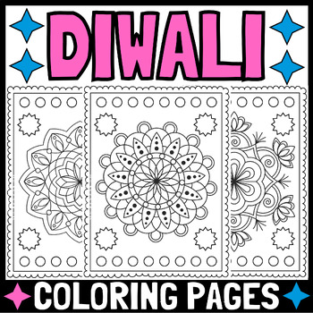 Preview of Diwali Coloring Pages | Diwali Rangoli Coloring Pages | Diwali Coloring Sheets.
