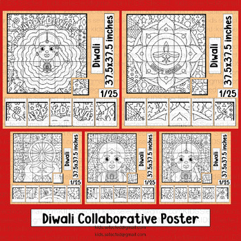 Preview of Diwali Coloring Pages Rangoli Activities Diya Bulletin Board Craft Poster Math
