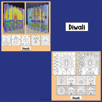 Preview of Diwali Craft Activities Rangoli Coloring Pages Diya Pop Art Agamograph Board