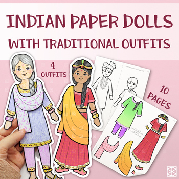 Preview of Diwali Craft Indian Paper Doll Asian American Heritage Activity World Cultures 