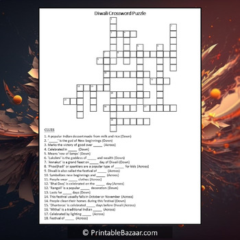 Diwali Crossword Puzzle Worksheet Activity by Crossword Corner TPT