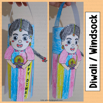 Preview of Diwali Lantern Craft Windsock Coloring Pages Activities Bulletin Board Diya