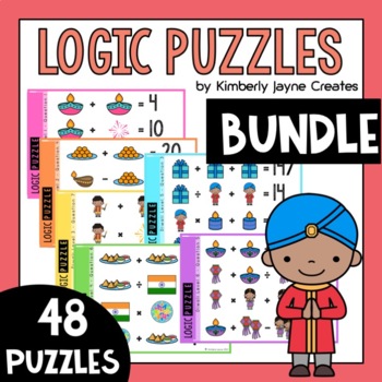 Preview of Diwali Math Activities Logic Puzzles 1st-6th Grade Bundle
