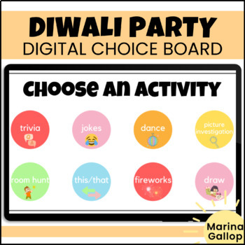 Preview of Diwali Party Choice Board - Academic & Fun - Editable NO PREP Digital Resource