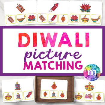 Preview of Diwali Picture Matching Clip Cards Preschool Printable