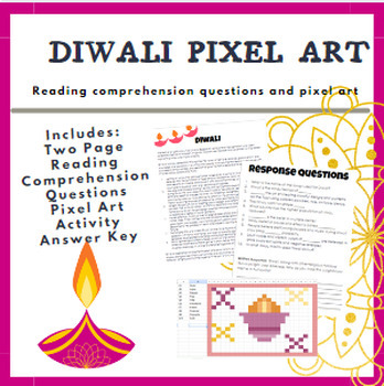 Preview of Diwali Pixel Art and Reading Comprehension