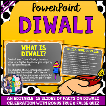 Preview of Diwali PowerPoint Editable (All About Diwali Facts with Quiz Included)