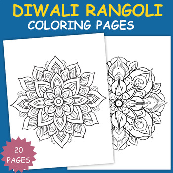 Preview of Diwali Rangoli Zentangle Coloring Pages | Rangoli Coloring  Sheets