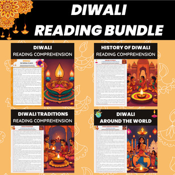 Preview of Diwali Reading Comprehension Bundle | Diwali History and Traditions