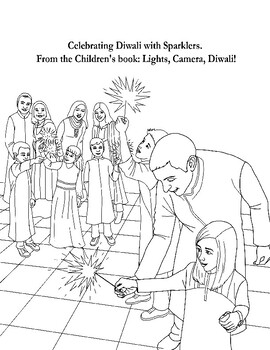 Preview of Diwali Sparklers: Diwali Coloring Page