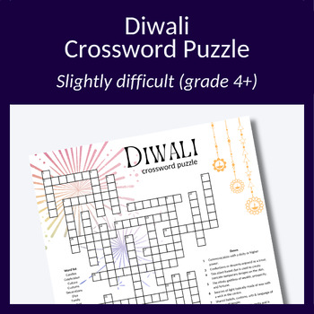 Preview of Diwali crossword puzzle! Perfect for parties or as a research activity. Grade 4+