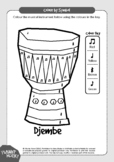 Djembe Color by Symbol Activity Page (Quarter/Eighth Notes