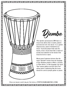 Preview of Djembe Free Coloring Page