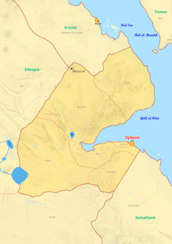 Preview of Djibouti map with cities township counties rivers roads labeled
