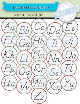 Preview of Dnealian Alphabet Manuscript Letter Badges