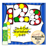 Do-A-Dot, Bingo Marker Worksheets 0-20 with Number and 20 Frame