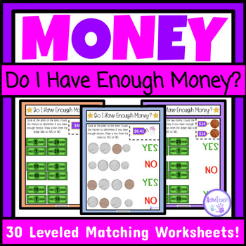 Preview of Do I Have Enough Money Budgeting Matching Worksheets Special Ed Life Skills Math