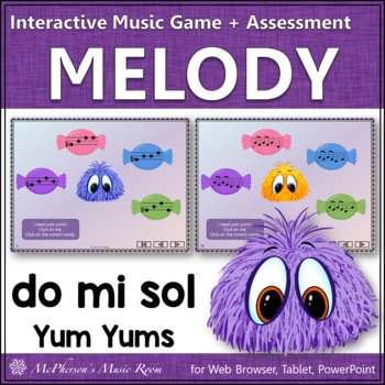 Preview of Solfege | Do Mi Sol Interactive Melody Game + Assessment {Yum Yums}
