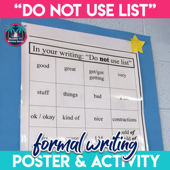 Preview of Word Choice Writing Lesson: Overused Word List Activity and Poster (Grades 6-12)