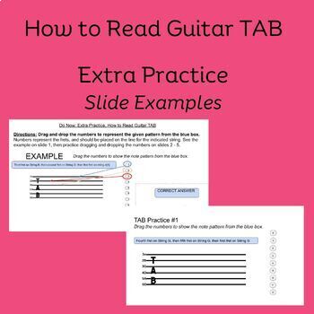 Preview of Do Now: Extra Practice, How to Read Guitar TAB Drag n' Drop