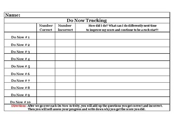 Preview of Do Now Progress Tracking